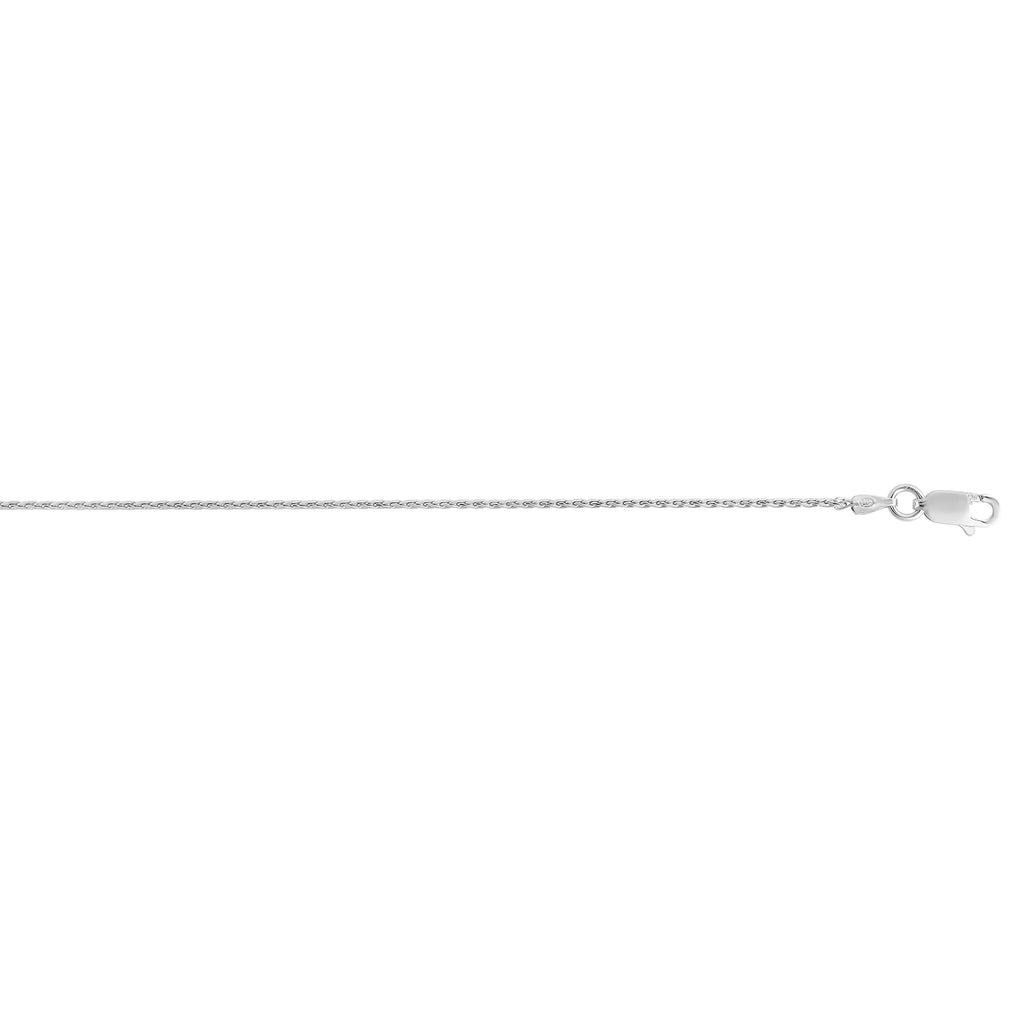 Sterling Silver Rhodium Finish 1.1mm Polished Round Wheat Chain, Lobster Clasp - JewelStop1