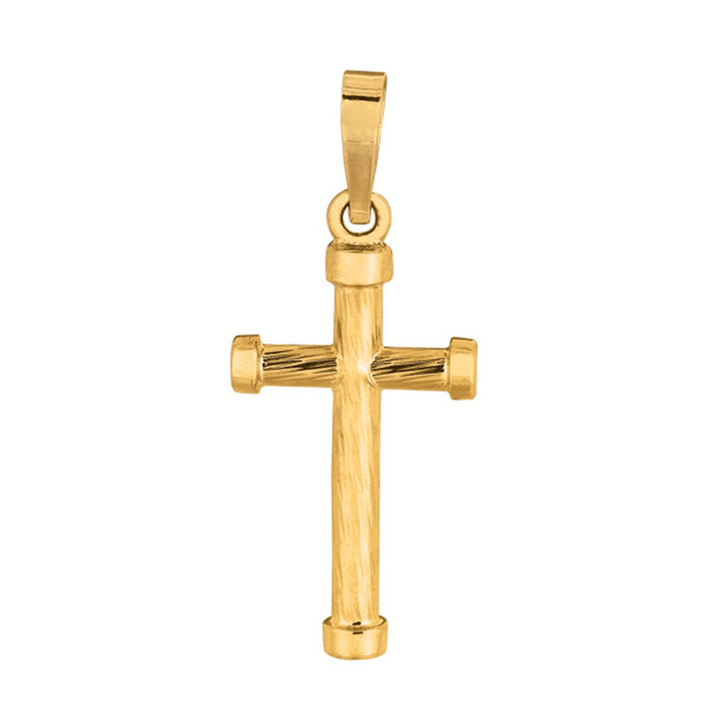 14K Yellow Gold Twisted Design Cross Pendant - JewelStop1