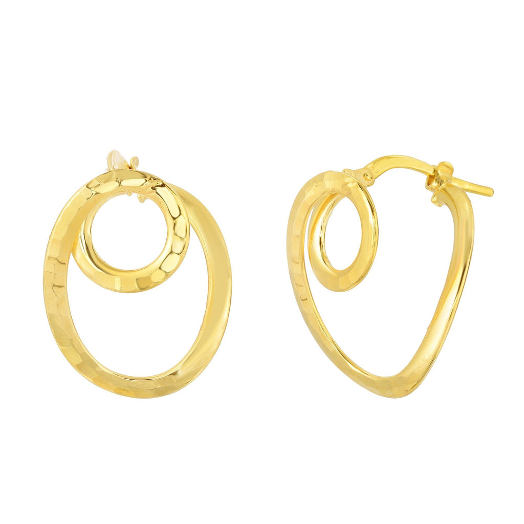 10k Yellow Gold Shiny Small Circle In Oval Hoop Earrings - 2x20x17mm - JewelStop1
