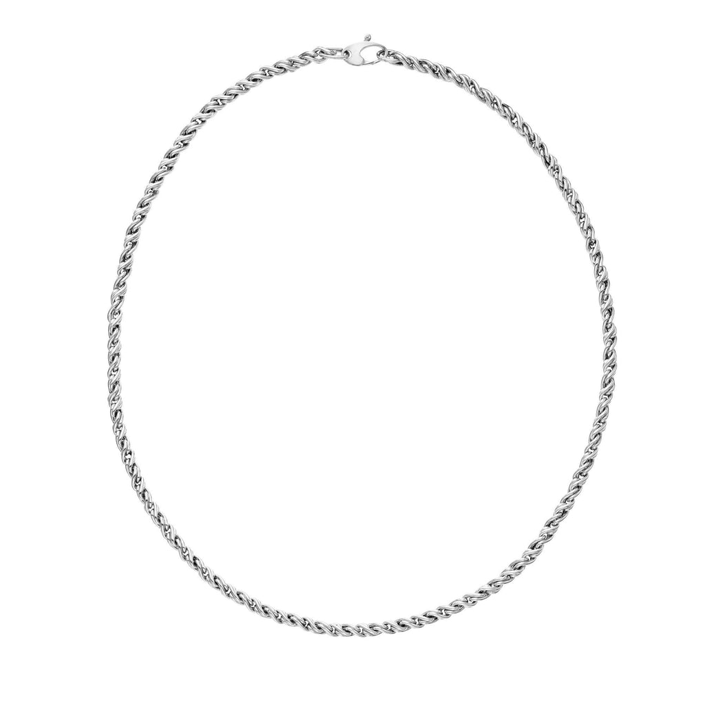 14K White Gold Braded Necklace, Lobster Clasp - 17 - JewelStop1