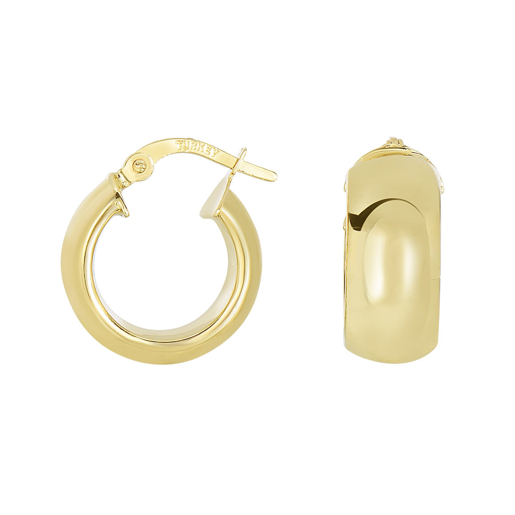 14k Yellow Gold 12mm X 9mm Bombe Hoop Earrings - JewelStop1