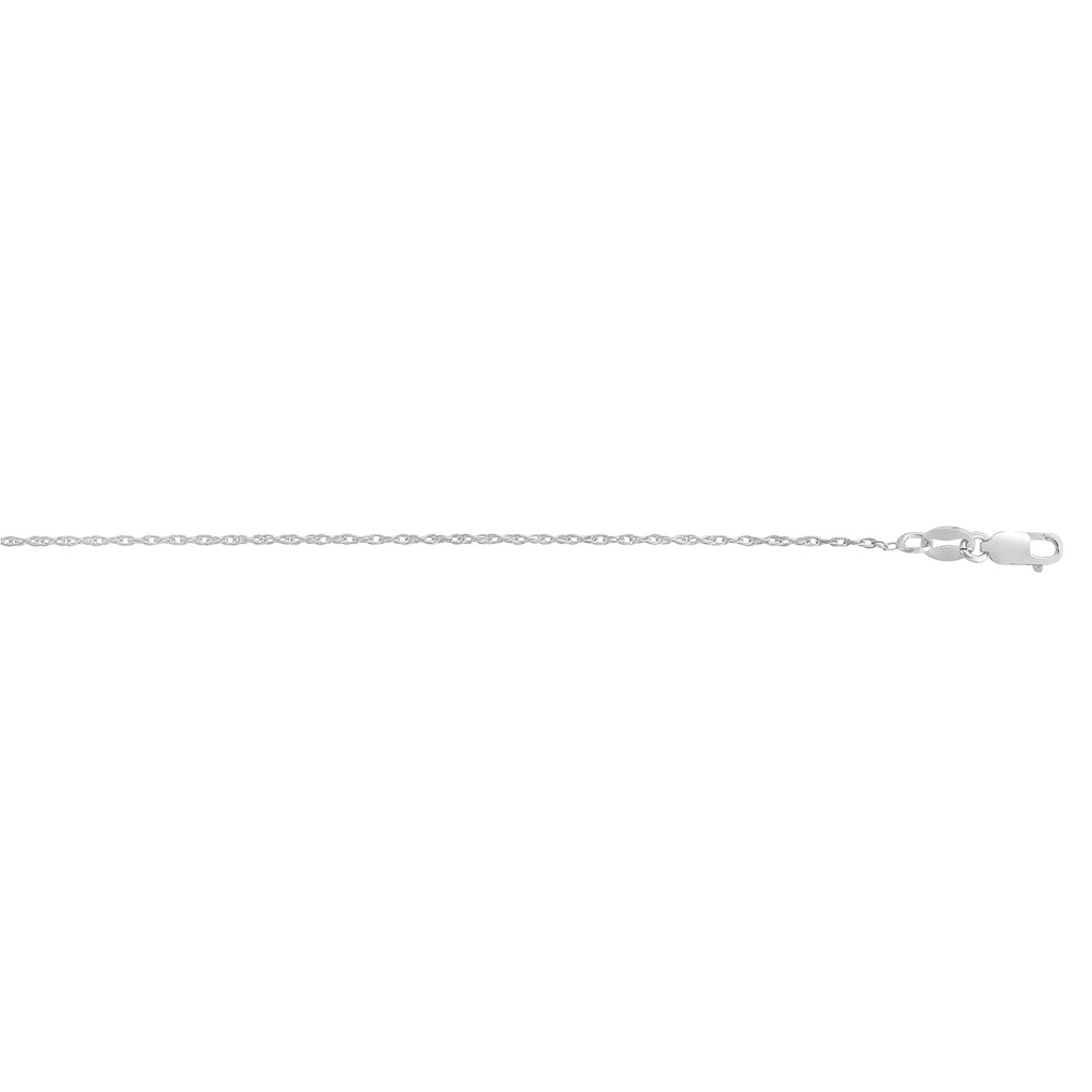Sterling Silver with Rhodium Finish 1.3mm Carded Rope Chain with Lobster Clasp - JewelStop1