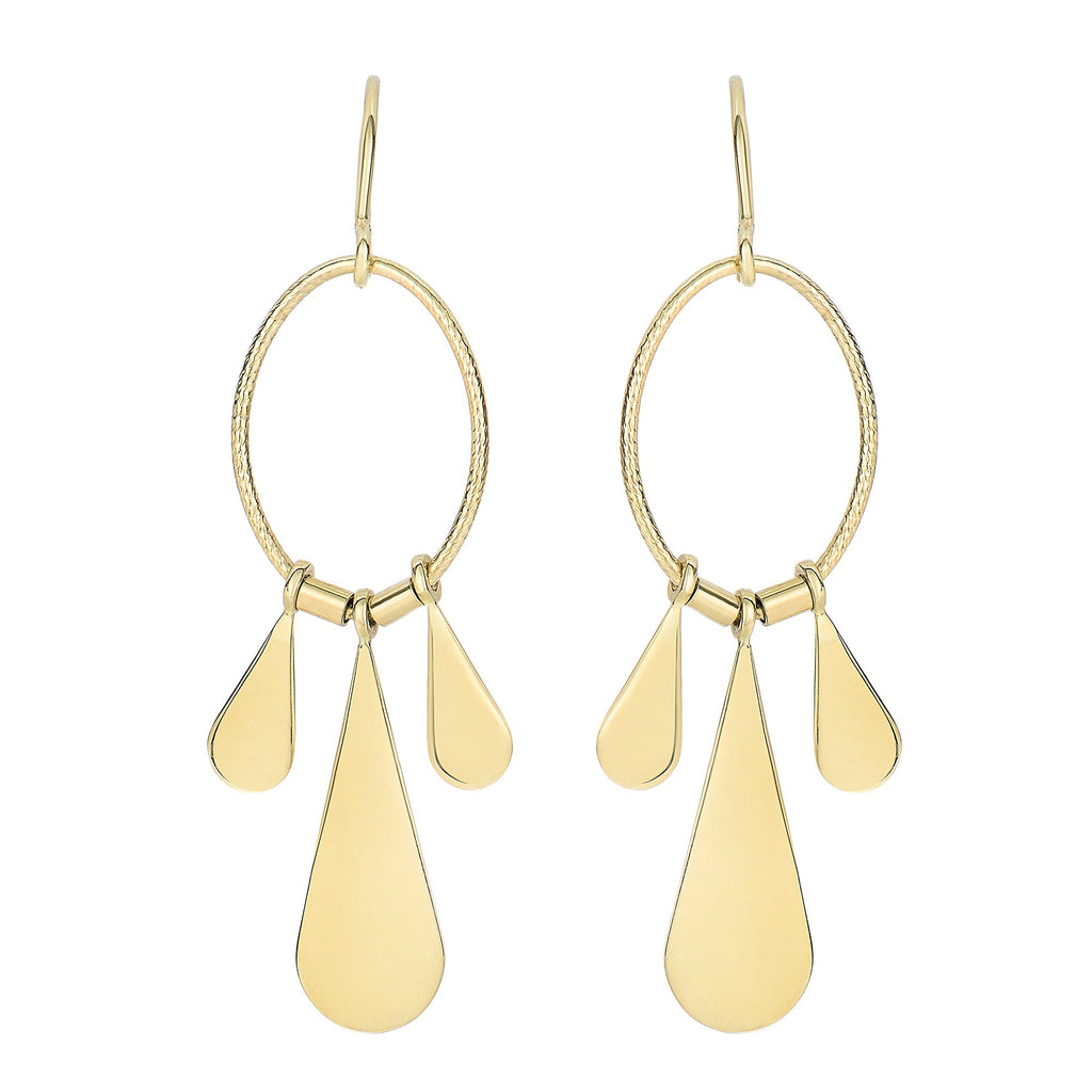 14k Yellow Gold Dangle Earrings, Fishhook Clasp - 10 X 30mm - JewelStop1