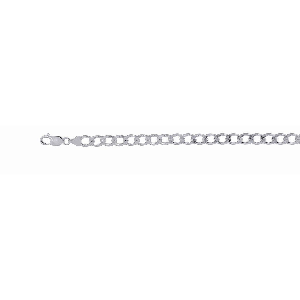 Sterling Silver Rhodium Finish 7.8mm Shiny Diamond-Cut Necklace, Lobster Clasp - JewelStop1