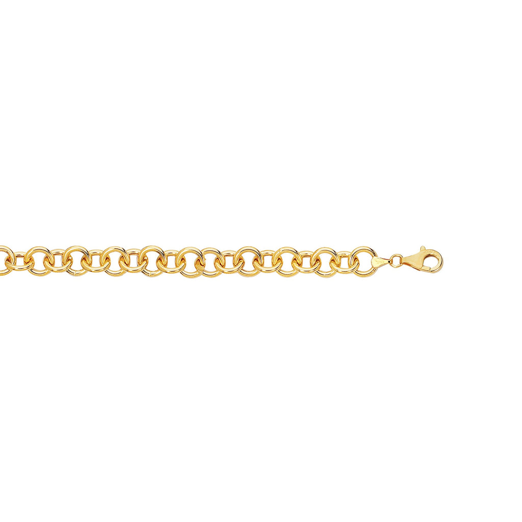 14k Yellow Gold 8.8mm Charm Bracelet 7.25" Lobster Claw - JewelStop1