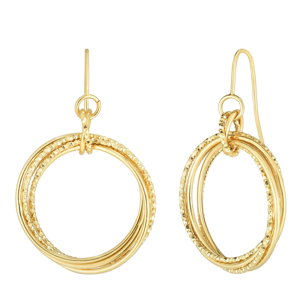 14K Yellow Gold Diamond-Cut Earrings with Euro Wire Clasp - JewelStop1