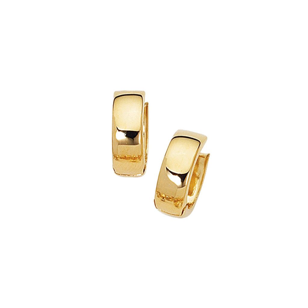 14k Shiny Yellow Gold Round Huggie Hoop Earrings, Hinged Clasp - 5 X 15mm - JewelStop1