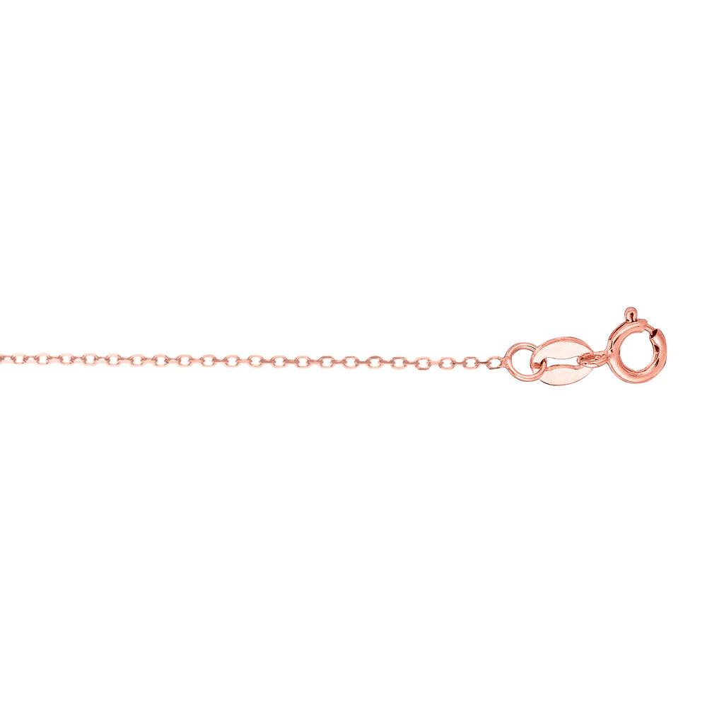 14k Rose Gold 0.9mm Diamond-cut Classic Cable Chain, Spring Ring Clasp - 18" - JewelStop1