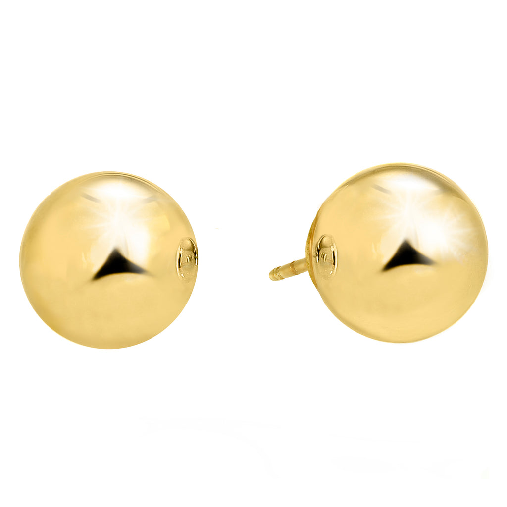 14k Yellow Gold Ball Stud Earrings - 2mm 3mm 4mm 5mm 6mm 7mm 8mm 10mm (10mm No Backs) - JewelStop1