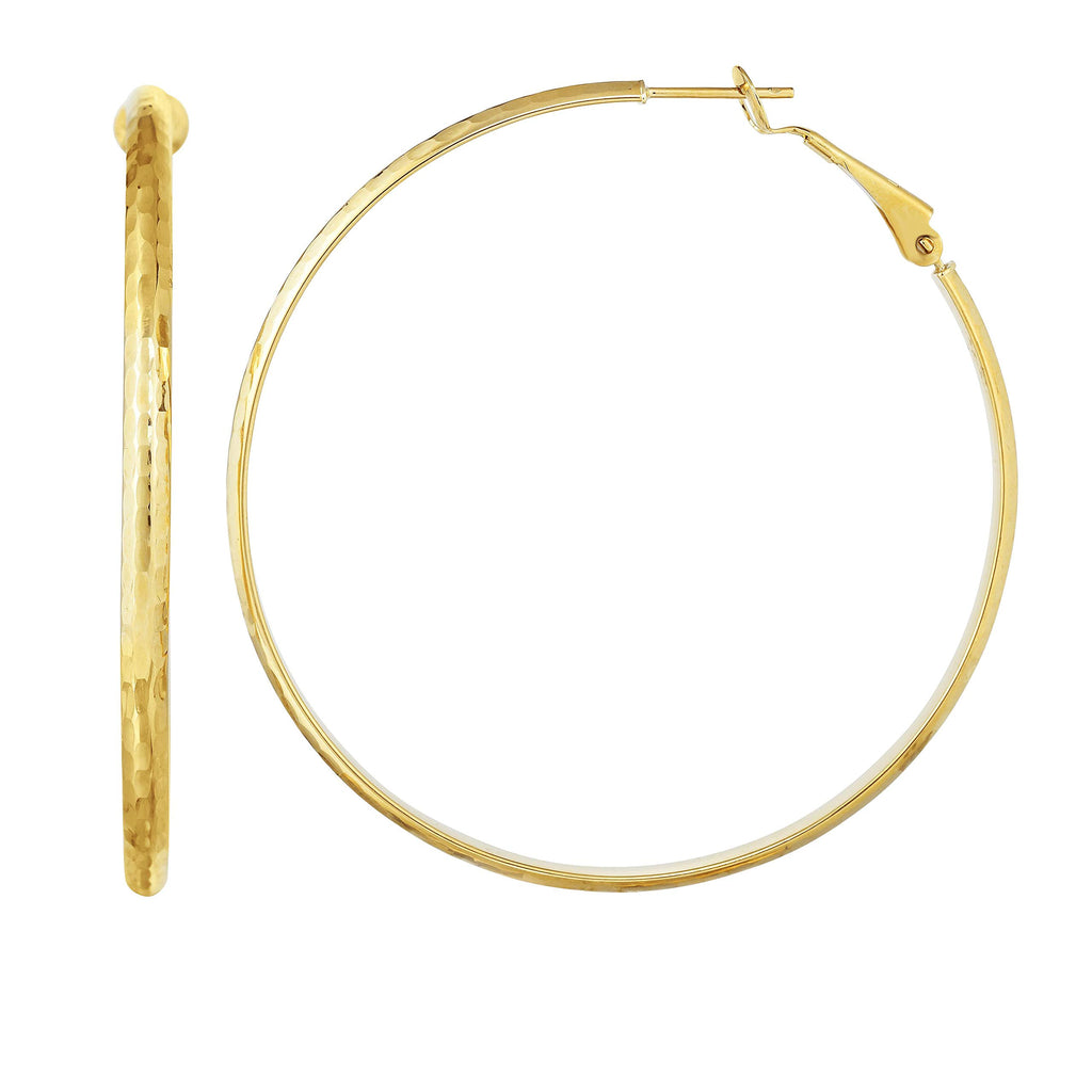 14K Yellow Gold Hoop Earrings with Hinged Clasp - JewelStop1