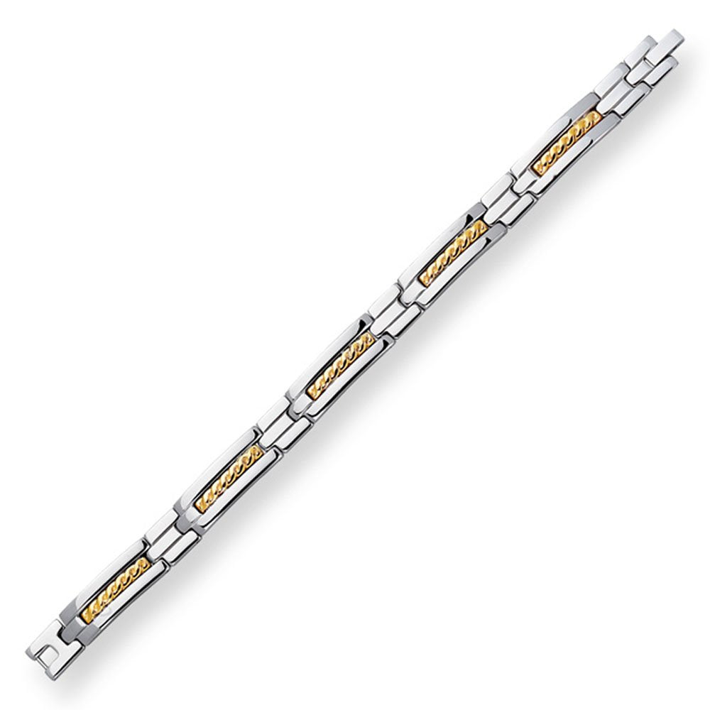Stainless Steel Link - 10.7mm Men's 18K Gold 10mm Bracelet 8.5" - JewelStop1