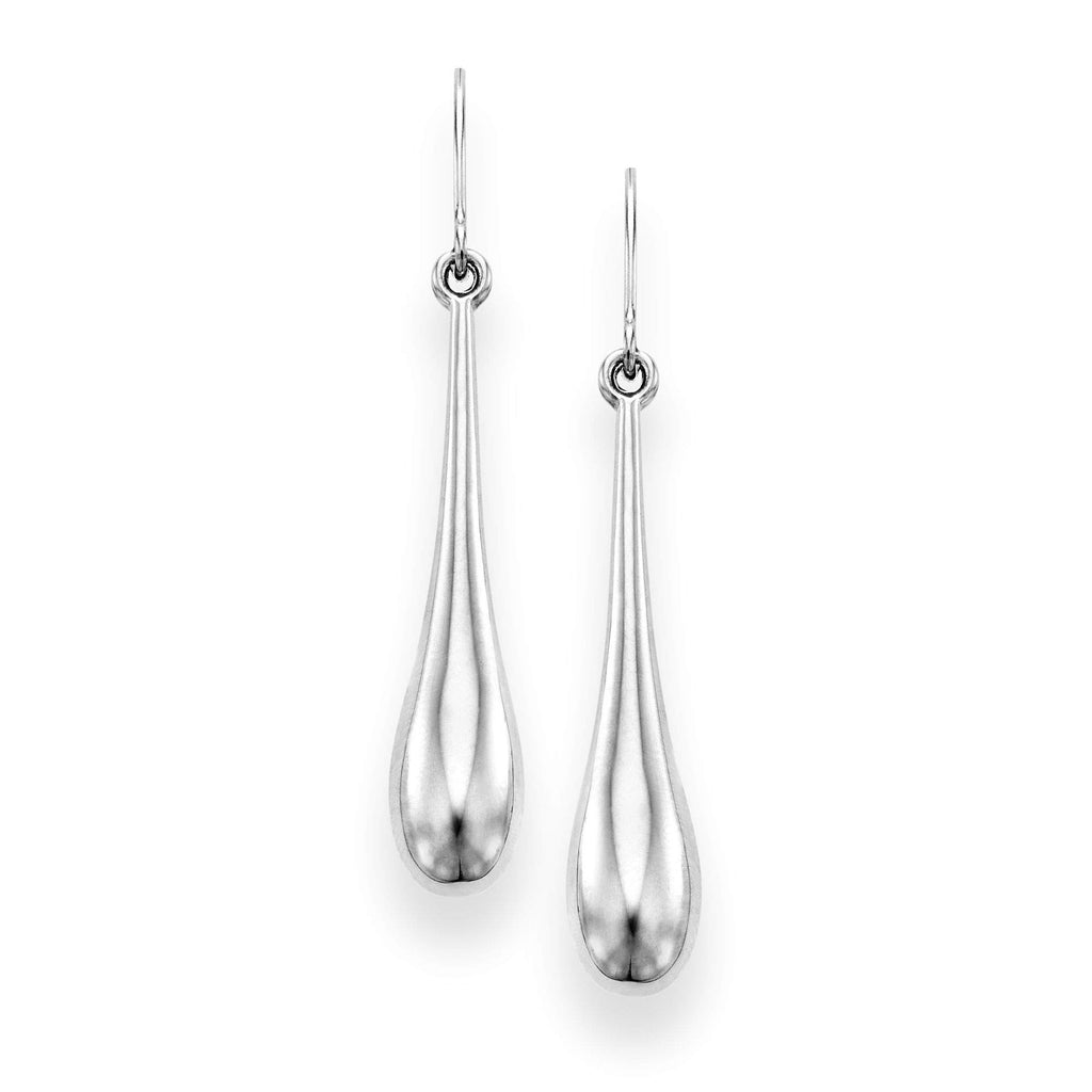 14k White Gold Tear Drop  Earrings with Euro Wire Clasp - JewelStop1