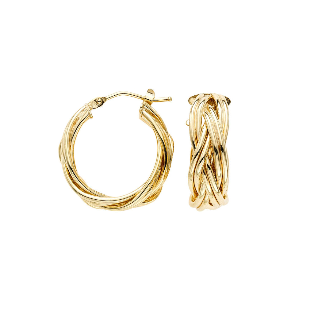 14K Yellow Gold Fancy Hoop Earrings, Hinged Clasp - JewelStop1