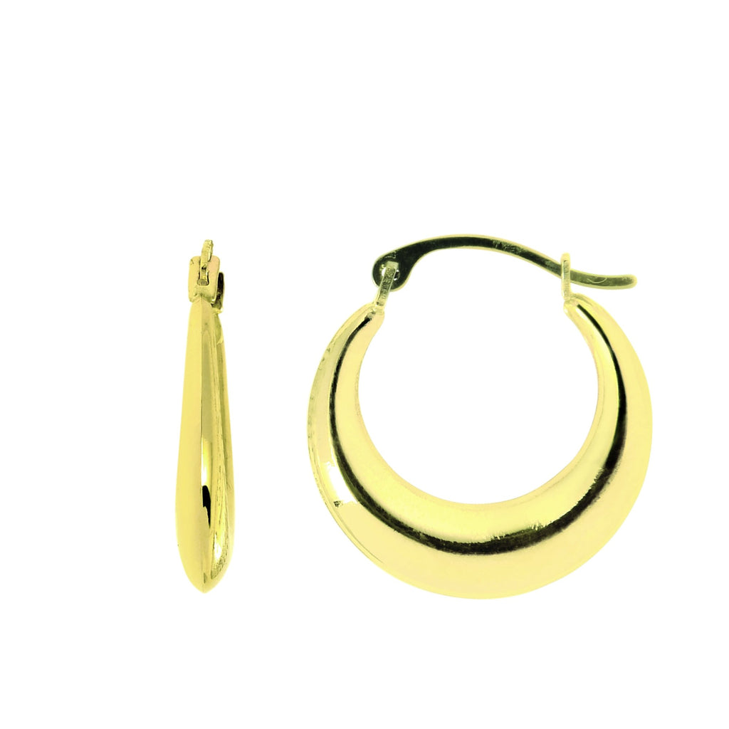 14k Yellow Gold 17mm X 15mm Round Hoop Earrings - JewelStop1
