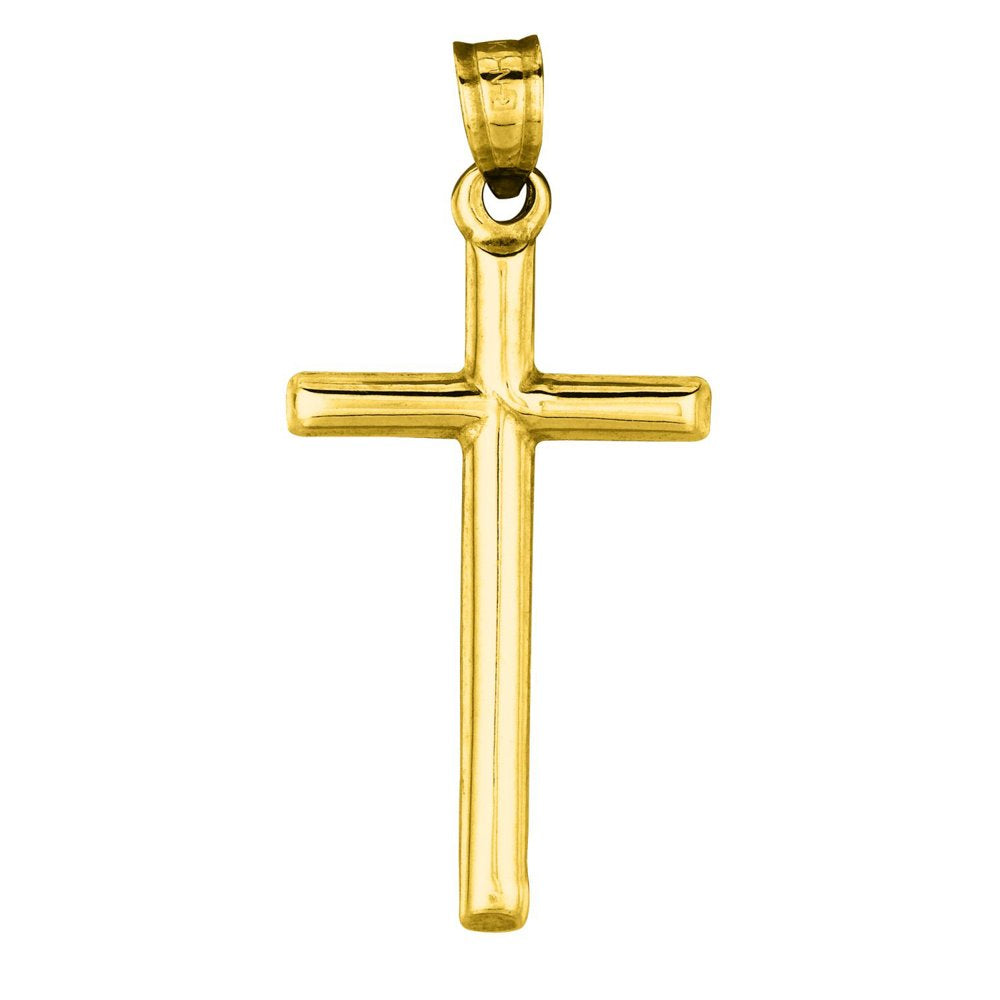 14K Yellow Gold High Polish Cross Pendant - JewelStop1