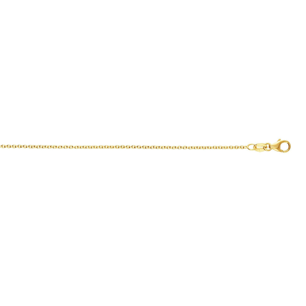 14K Yellow Gold 1.3mm Round Cable Link Chain Necklace 16" - JewelStop1