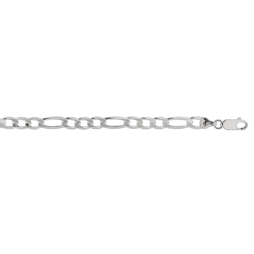 925 Sterling Silver Rhodium Plated 5.5mm Figaro Chain Necklace 30" Lobster Claw - JewelStop1