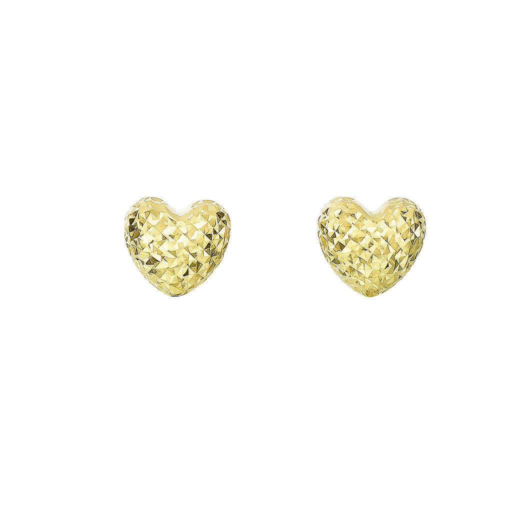 14K Yellow Gold Puff Heart Post Earrings - 8 x 8 mm - JewelStop1