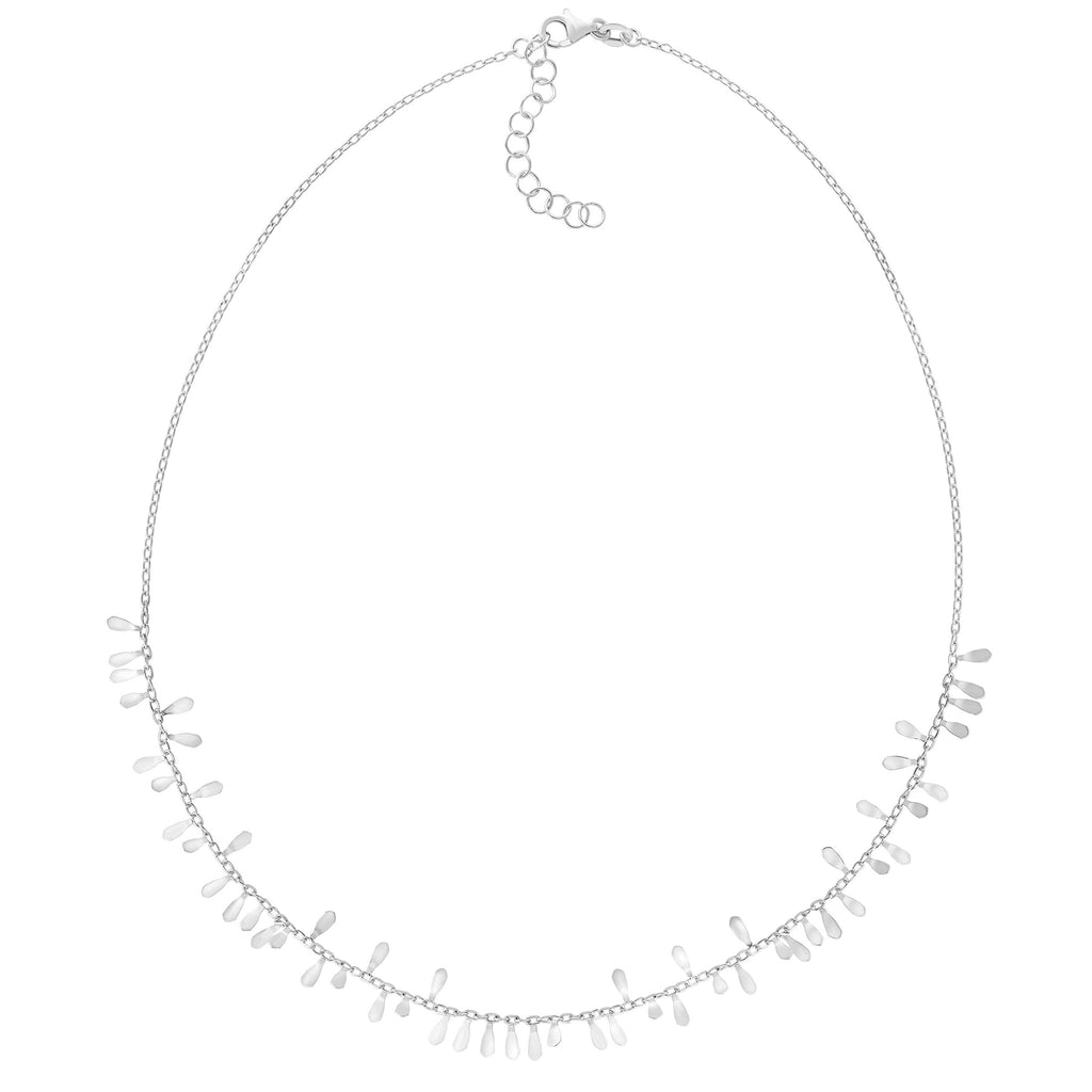 14k White Gold 6x2mm Polished 1.5" Extender Petal Necklace 18 Inches - JewelStop1
