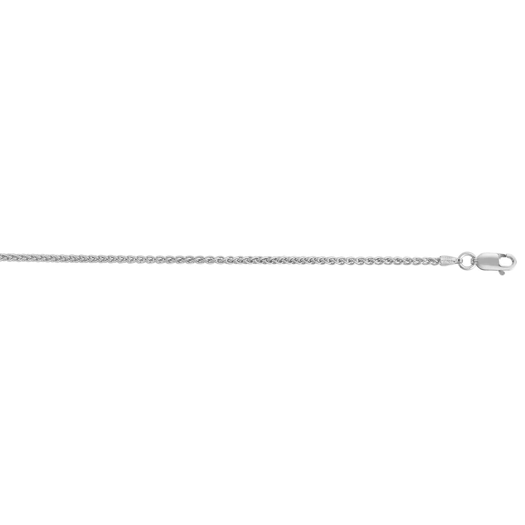 Sterling Silver Rhodium Finish 1.9mm Polished Round Wheat Chain, Lobster Clasp - JewelStop1
