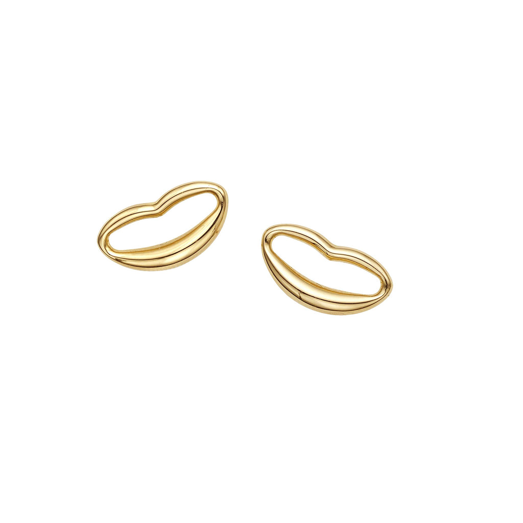 14K Yellow Gold 7.9x15mm Polished Post Lips Earrings with Push Back Clasp - JewelStop1