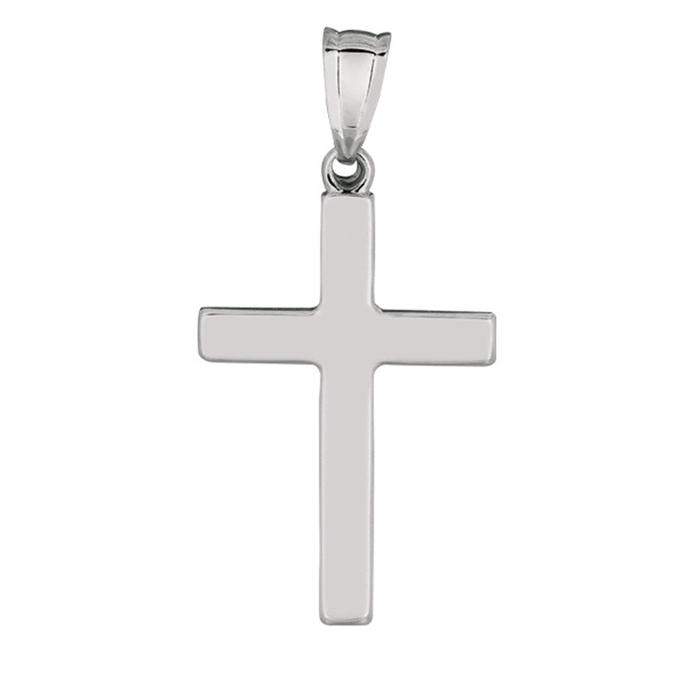 14k White Gold High Polish Cross Pendant - JewelStop1