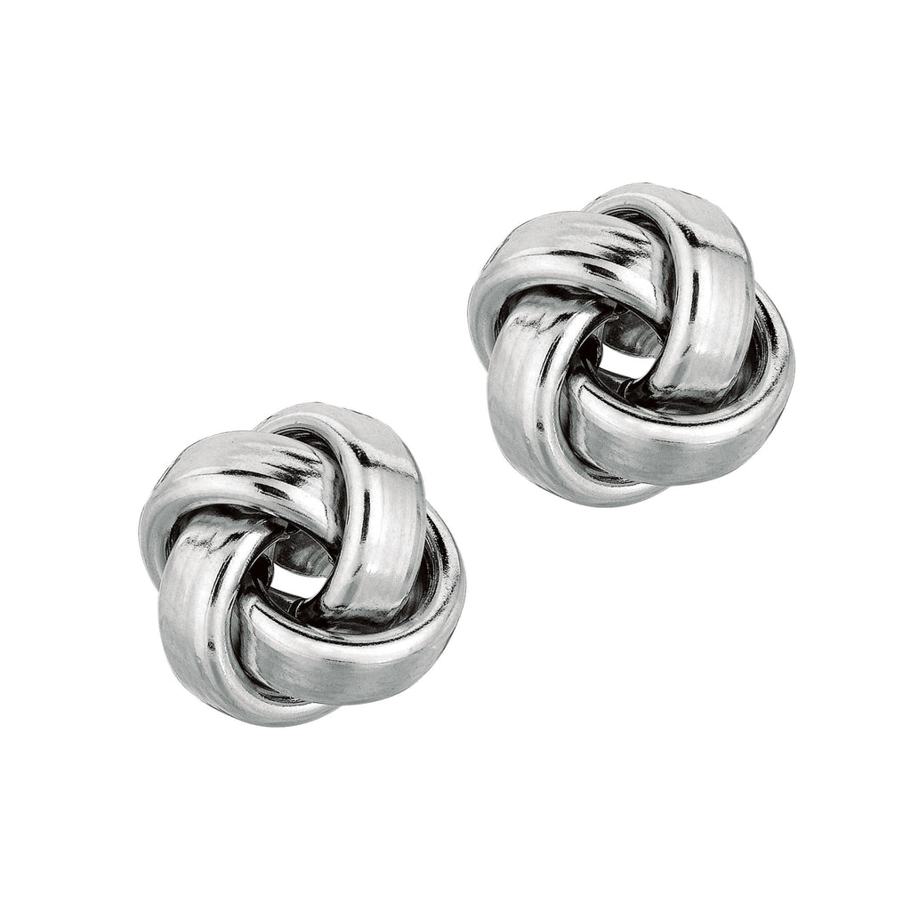 14k White Gold 9mm Love Knot Earrings - JewelStop1