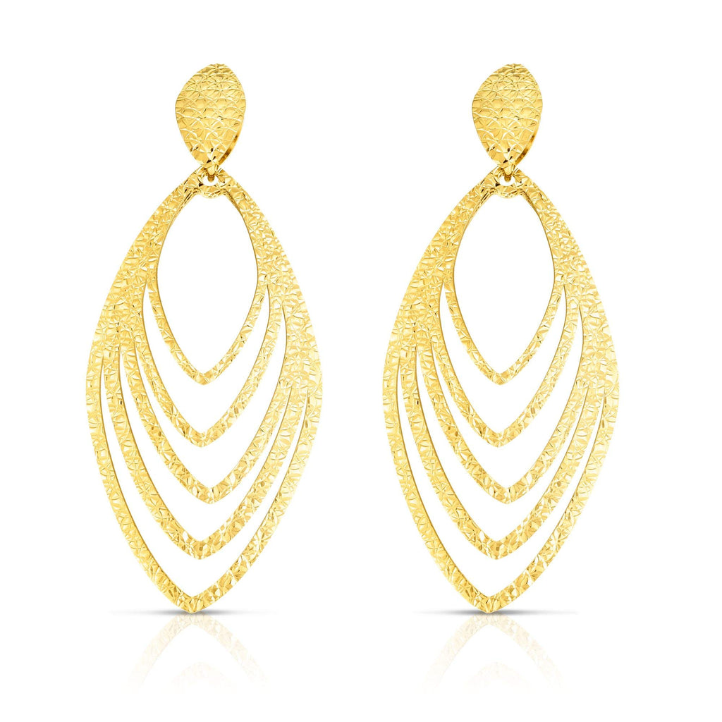 14K Yellow Gold Finish Diamond-Cut Earrings, Push Back Clasp - JewelStop1