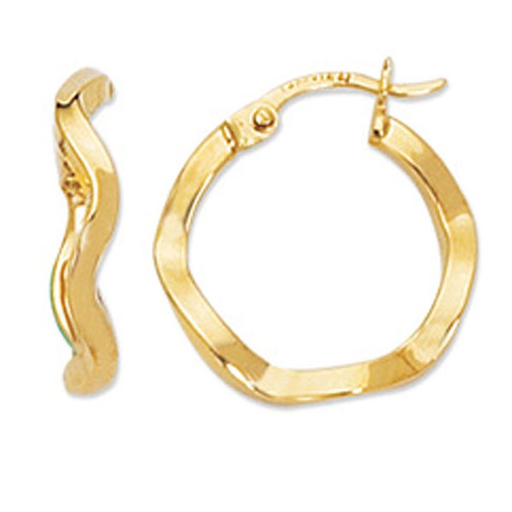 14k White Gold 20mm X 3mm Round Zigzag Hoop Earrings - JewelStop1