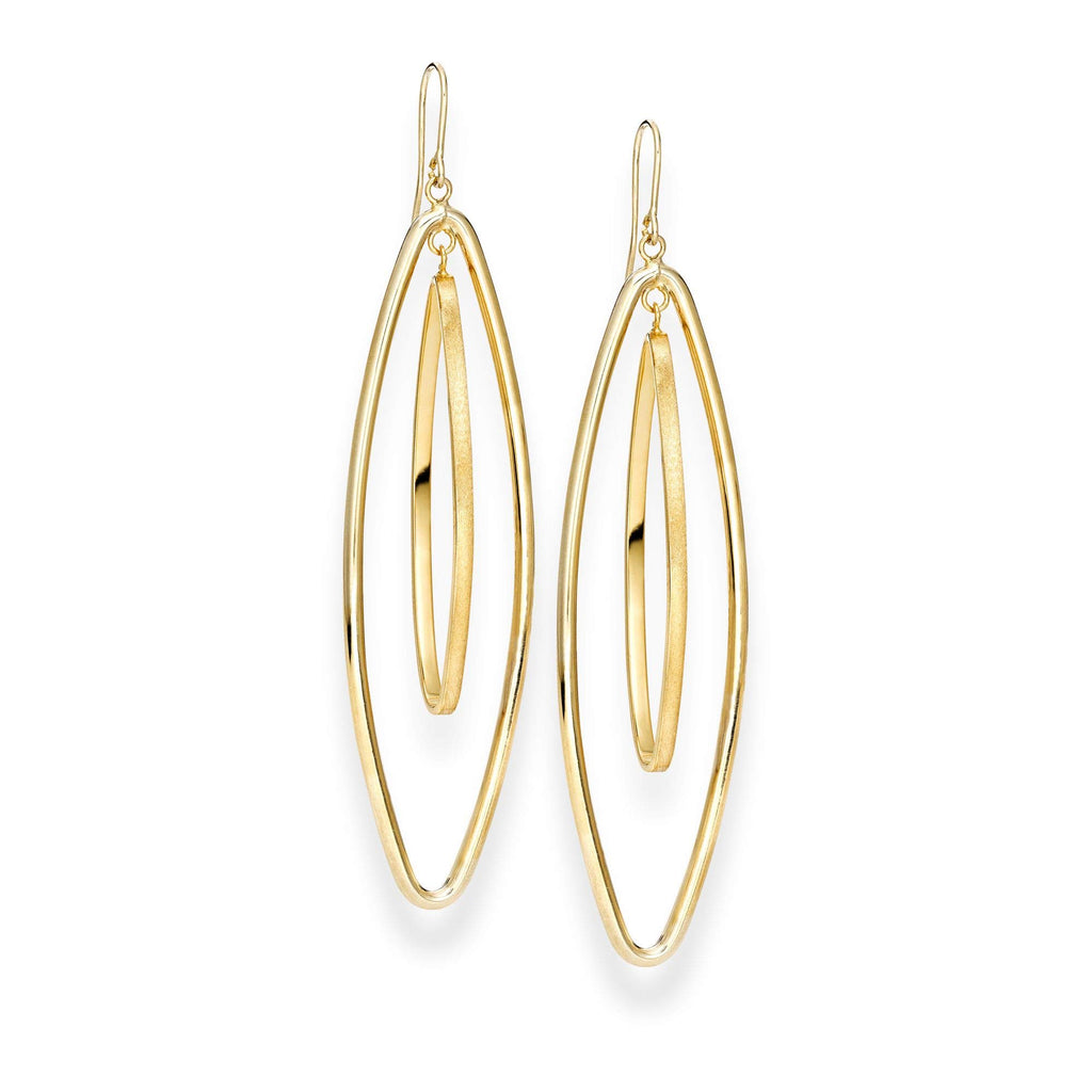 14K Yellow Gold Finish Shiny Marquise Drop Fancy Earrings, Euro Wire Clasp - JewelStop1