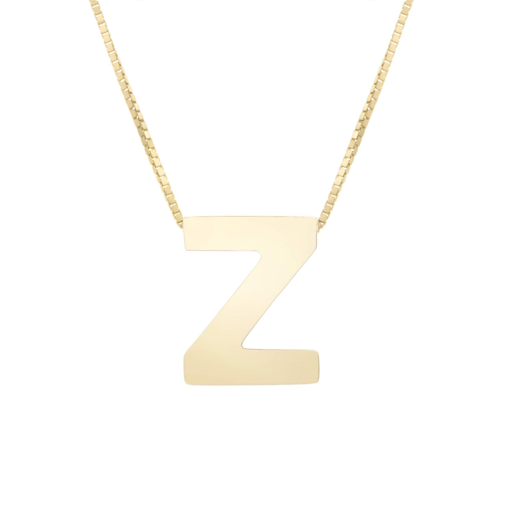 14k Yellow Gold 10x7mm Polished Initial-Z Necklace with Lobster Clasp 18" - JewelStop1