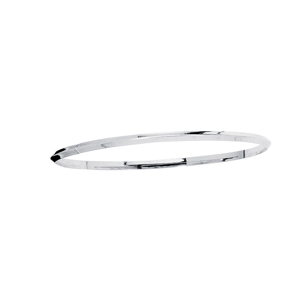 JewelStop 14K White Gold 8" Knife Edge Stackable Bangle with Polished Finish - 2.50gr